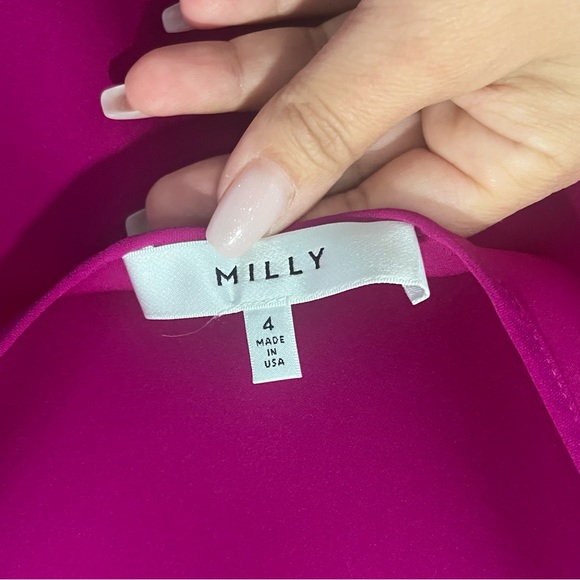 Milly Butterfly-Sleeve Silk Top in Raspberry Size 4 - Picture 8 of 8